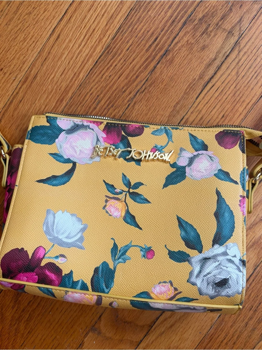 Betsey Johnson Yellow Floral Crossbody Camera Bag